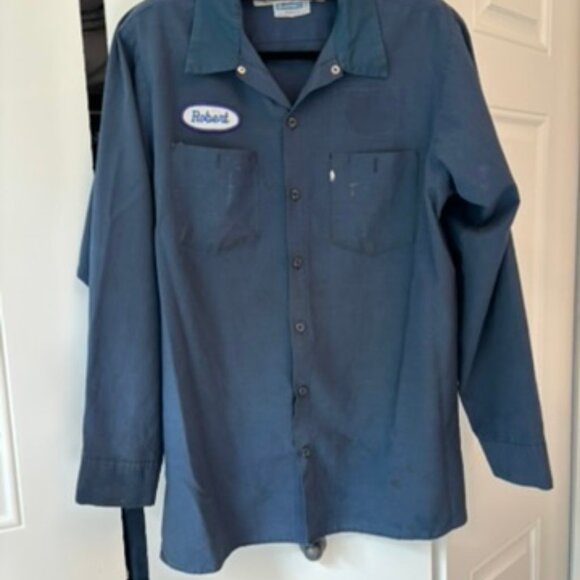 Navy Work Mechanics Chore Shirt with "Robert" patch on front. - Picture 2 of 15